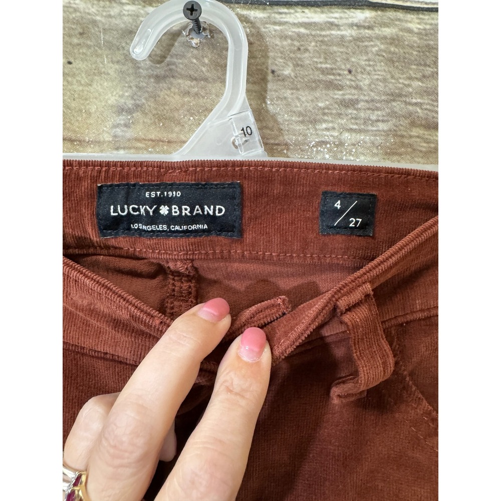 Lucky Brand Ava Skinny Corduroy Pants Brown Rust Orange 4 27 Stretch - Picture 4 of 7